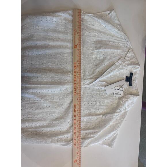 French Connection Summer White Eyelet Short Sleeved Oversized Tunic Top Sz 2 NWT - Picture 10 of 13
